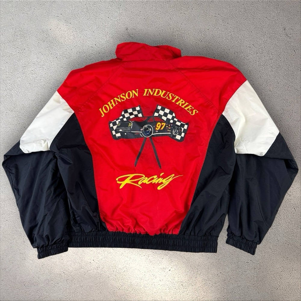 Vintage Johnson Ind. Racing Team Jacket‎ Reebok Men's XL Colorblock Windbreaker